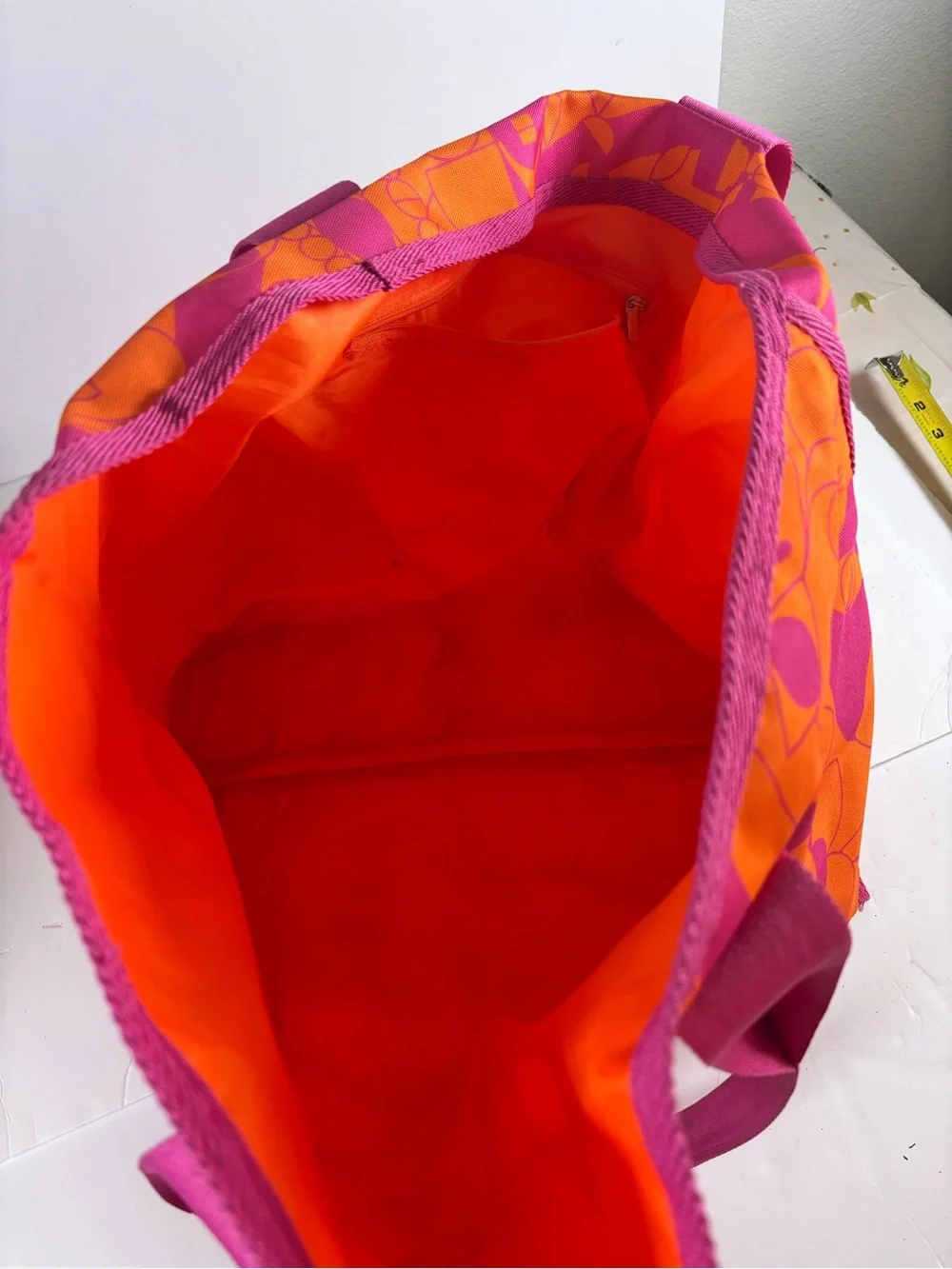amika Orange and Pink Floral Graphic Tote